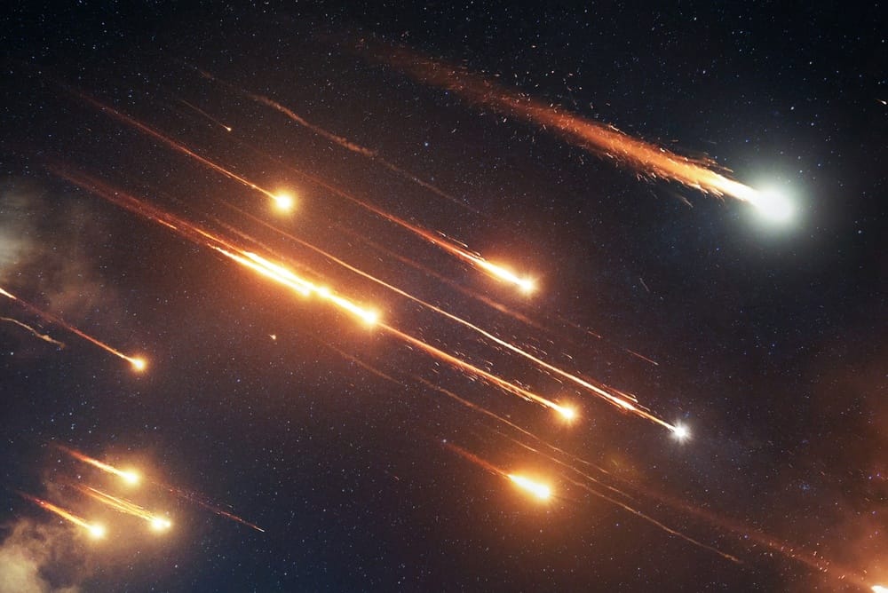 Night-time missile launches in Iran representing geopolitical tensions affecting UK mortgage rates and financial markets.